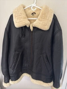 USAF G-8 Black Sheepskin Shearing Lined Pilot Flyers Jacket Coat XL Pilot Bomber - Picture 1 of 13