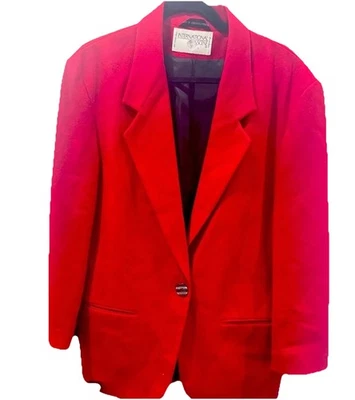 80s Vintage Red Wool Blazer Coat International Scene Casual Women’s Size 9 Large - Image 1 of 4