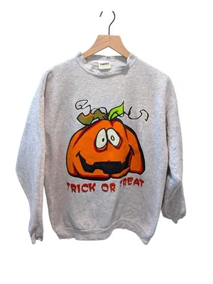 Sudadera Calabaza Halloween Truco o Trato Años 80 De Colección Tultex Hecha en EE. UU. Grande Foto 1 de 4