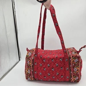 Vera Bradley Provincial Red Medium Duffel Bag Quilted Floral - Picture 1 of 16