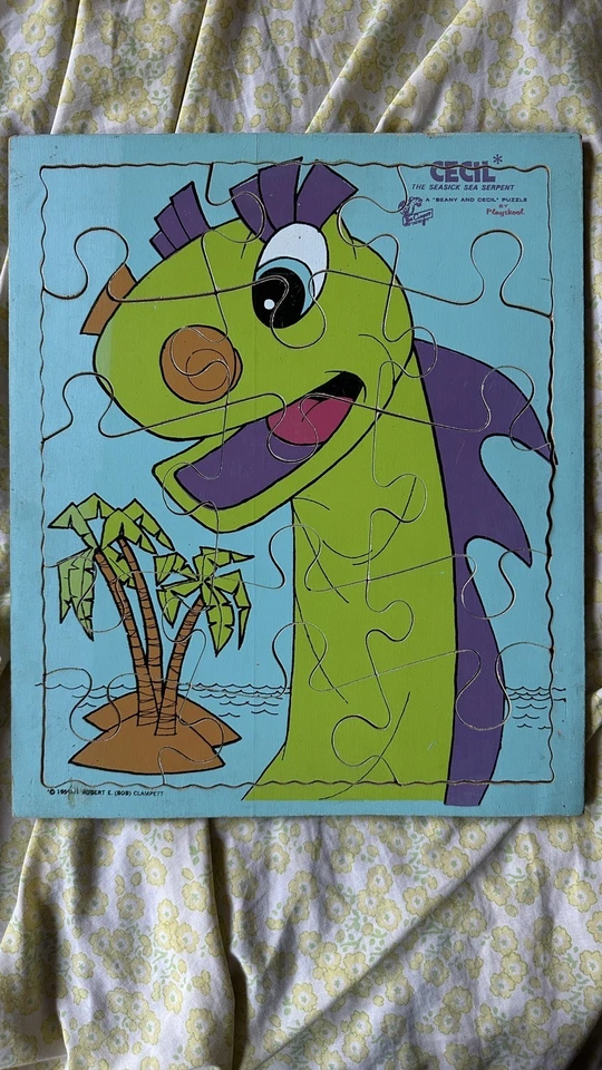 Rompecabezas de madera completo vintage Playskool Beany y Cecil la serpiente marina enferma Foto 1 de 4