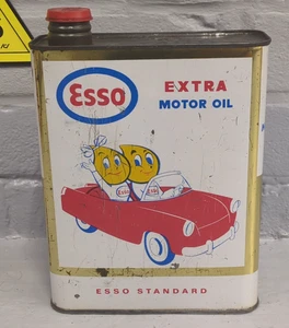Vintage French ESSO Extra Motor Oil, 2 Litre Tin / Can Empty Mr&Mrs Drip  (ES60) - Picture 1 of 13