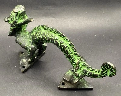 Dragon Antique Style Handmade Brass Door Handle Cabinet Drawer Pull Verdigris 6” - Image 1 of 4