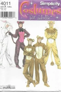 Simplicity Sewing Pattern 4011 Bunny Bear Lion Costumes Adults 32-42" Chest NEW - Picture 1 of 8