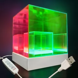 Lumoonosity 3D Cube LED Light - Modern Decorative RGB Lamp For Bedroom, Living R - Picture 1 of 6