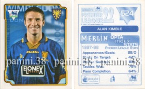 RARE!! ALAN KIMBLE Sticker No. 524 "PREMIER LEAGUE 1999" Panini
