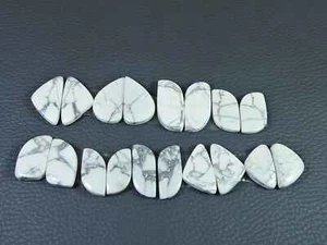 Natural Howlite Matching Pair 9Pcs fancy Cabochon Loose Gemstone Lot 17-22MM - Picture 1 of 8