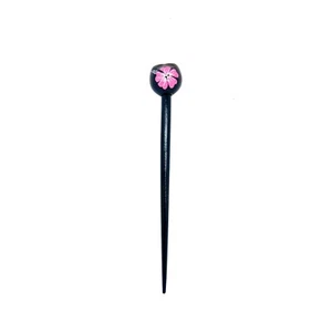 Hawaiian Kukui Nut Pink Hibiscus Flower Hair Stick from Maui, Hawaii - Picture 1 of 1