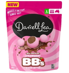 932621 1 X 169G BOLSO DARRELL LEA LECHE CHOCOLATE FRESA BB'S AUSTRALIA HECHO - Imagen 1 de 4