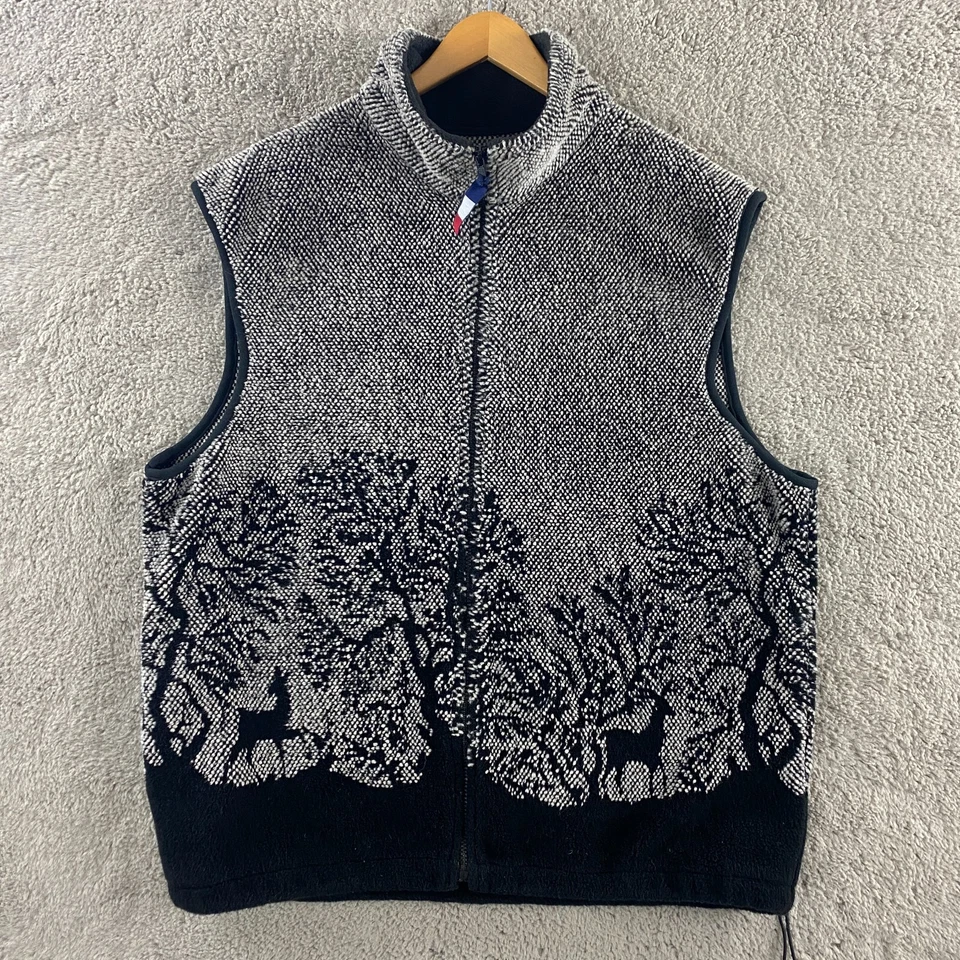 BIG CHILL Chaleco Cremallera Completa Chaqueta Para Mujer XL Polar Gris Hecho en EE. UU. Ciervo Suave En Los Árboles Foto 1 de 4