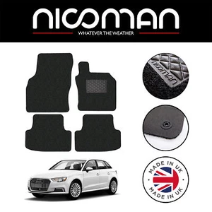 Juego de alfombrillas negras de lujo originales para Audi A3 MK3 2012-presente - Imagen 1 de 9
