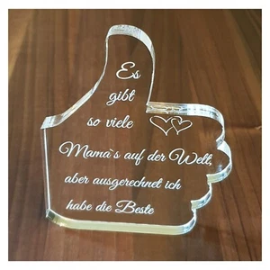 Muttertag Geschenk Geschenkidee Beste Mama der Welt Daumen hoch Emoji aus Acryl - Bild 1 von 2