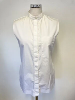 NUEVO TOP TRASERO PLISADO JOSEPH BLANCO ALGODÓN Y SEDA TALLA 38 REINO UNIDO 10 Foto 1 de 4