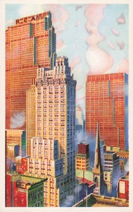 RCA Building Rockefeller Center NYC Skyline Architecture Art Vintage Postcard - Picture 1 of 2