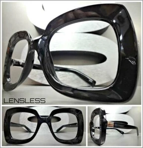 Oversized Exaggerated RETRO Large Square Lensless Eye Glasses Frame Only NO Lens - Picture 1 of 8