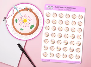 Embroidery Cross Stitching Planner Stickers Crochet Hobby Free Time Activity - Picture 1 of 2