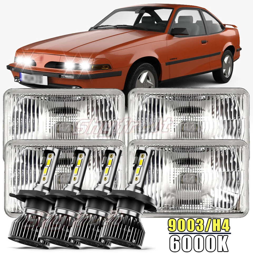 4pcs ' INCH LED Headlights Hi/Lo For Pontiac Sunbird 1986-1993 white 6000k Foto 1 de 4