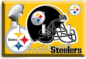 PITTSBURGH STEELERS SUPERBOWL FOOTBALL TEAM 3 GANG LIGHT SWITCH WALL PLATE DECOR - Picture 1 of 1