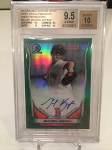 2014 BGS 9.5 Michael Kopech 1° Bowman Cromato RC VERDE Rifrattore Auto #43/99 - Foto 1 di 4