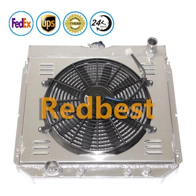 Radiador de aluminio de 3 filas + cubierta + ventilador para Ford Maverick 1970-1977 sedán base I6 V8 Foto 1 de 4