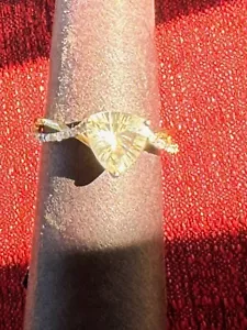 14 K Lemon Labradorite and Diamond Yellow Gold Ring Size 7 - Picture 1 of 10