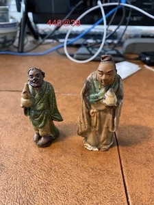 2 Antique Vintage Chinese Mudmen Figures - Picture 1 of 12