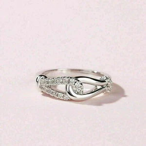 Solid 2Ct Simulate Diamond Infinity Style Engagement Ring 14K White Gold Finish - Picture 1 of 8
