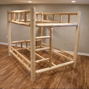 Log Bunk Bed ~ Twin Size ~ Unfinished | Solid White Cedar | Handmade in USA - Picture 1 of 2