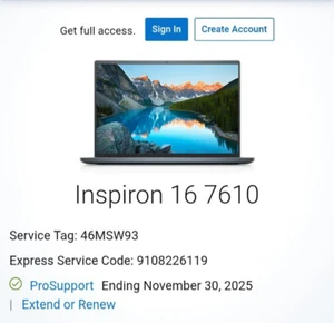 *Pro Wty til Nov 25* Pristine Dell Inspiron 16 7610 i5-11400H 8GB RAM 512GB NVME - Picture 1 of 13