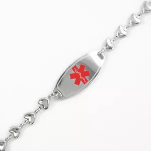 Pregrabado - Unisex - COMPAZINE ALERGY ID, Pulsera de Alerta Médica, Cadena CORAZÓN - Imagen 1 de 1