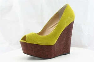 ShoeMint Women Sz 6.5 M Yellow Platform Wedge Suede Shoes - Picture 1 of 7