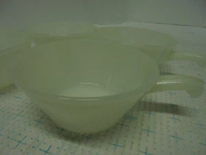 4 Set Vintage Anchor Hocking Fire King Oven-Proof White Milk Glass Handled Bowls - Picture 1 of 4