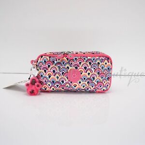 NWT Kipling AC7374 Chap Pen Case Accessory Pouch Polyester Peacock Prism Multi