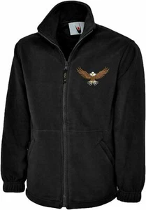 Native American Biker Bald Eagles Embroidered Logo Full Zip Men Jacket XS-6XL  - Picture 1 of 3