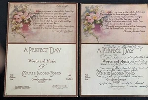 A Perfect Day Carrie Jacobs-Bond Piano Voice Sheet Music Antique 1910 Art Deco - Picture 1 of 4