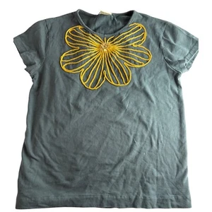 Zara Girls' Top Flower Applique Short Sleeve Casual Tee Size 11/12 - Picture 1 of 6
