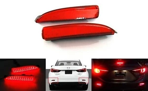 2x Red Lens LED Bumper Reflector Tail Stop Brake Light For Mazda 5 6 Mazda 3 4D - Picture 1 of 12