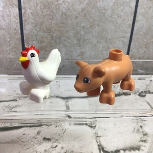 Lego Duplo Figures Lot Of 2 Farm Animals Chicken And Pig  - Picture 1 of 4