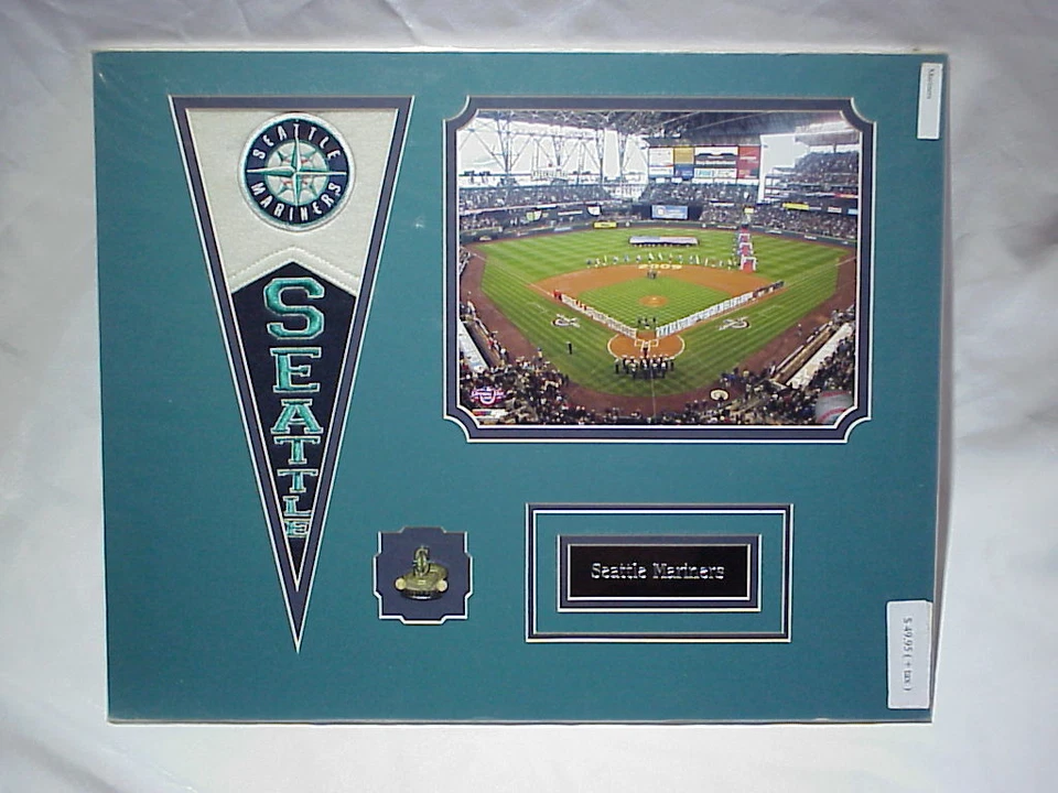 Seattle Mariners Opening Day Photos, Name Plate, Pin & Pennant Collage 16x20    - Image 1 of 1
