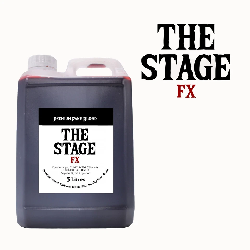 THE STAGE FX 5 LITRE Fake Blood EDIBLE Mouth Safe Halloween Theatrical Makeup - Image 1 of 1