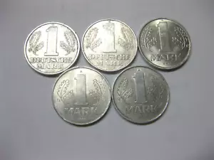 DDR, 5 x 1 Mark, 1956, 1962, 1972, 1975 + 1982, dabei zwei seltene! - Bild 1 von 2