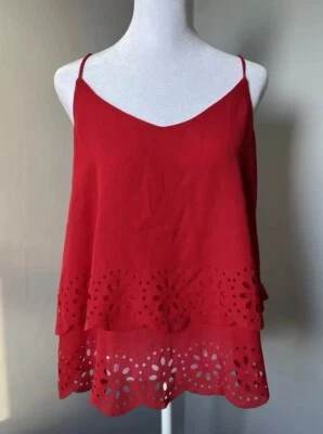 Women’s Francesca’s Red Tank With Lace Detailing  - Image 1 of 4