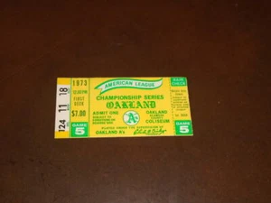 1973 BALTIMORE ORIOLES AT OAKLAND A'S  GAME 5 ALCS TICKET STUB A'S WIN PENNANT - Picture 1 of 2