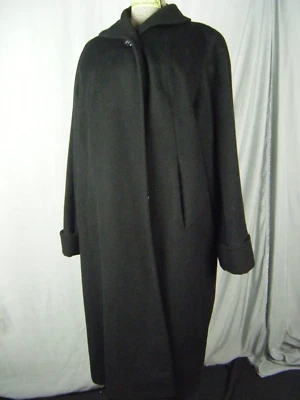 ROTHMOOR De Colección Años 60 Negro Lana Cachemira Elegante Abrigo Columpio-Busto 47/M-L Foto 1 de 4
