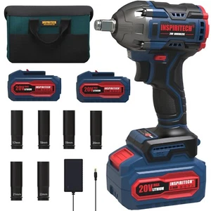 INSPIRITECH 20V 1/2 inch Brushless Cordless Impact Wrench with 2 Batteries - Picture 1 of 8