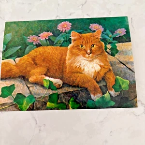 1989 Hallmark Cards From CATS! Postcard By Brad Sutton Orange Tabby Cat Garden - Picture 1 of 8