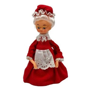 Vintage Mrs Santa Claus Christmas Figurine 9” Doll  Cardboard Cone Topper 1970’s - Picture 1 of 10