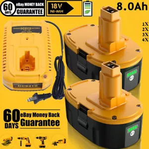 PACK 18V 8.0Ah Li-ion Battery/Charger For Dewalt 18 VOLT DC9096 DC9098 DC9096-2 - Picture 1 of 22