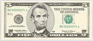 1999 $5 Dallas Federal Reserve Note Fr 1987-B LOW SERIAL 00000 - Picture 1 of 2