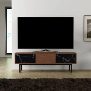 Skyline Flat TV Stand Walnut & Black up to 65" inch HD LCD LED TVs - Picture 1 of 9